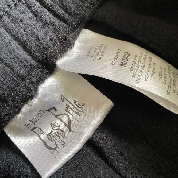 Tim Burtons Corpse Bride Sweatpants Black Pink Drawstring Waist Womens Medium - Picture 8 of 9